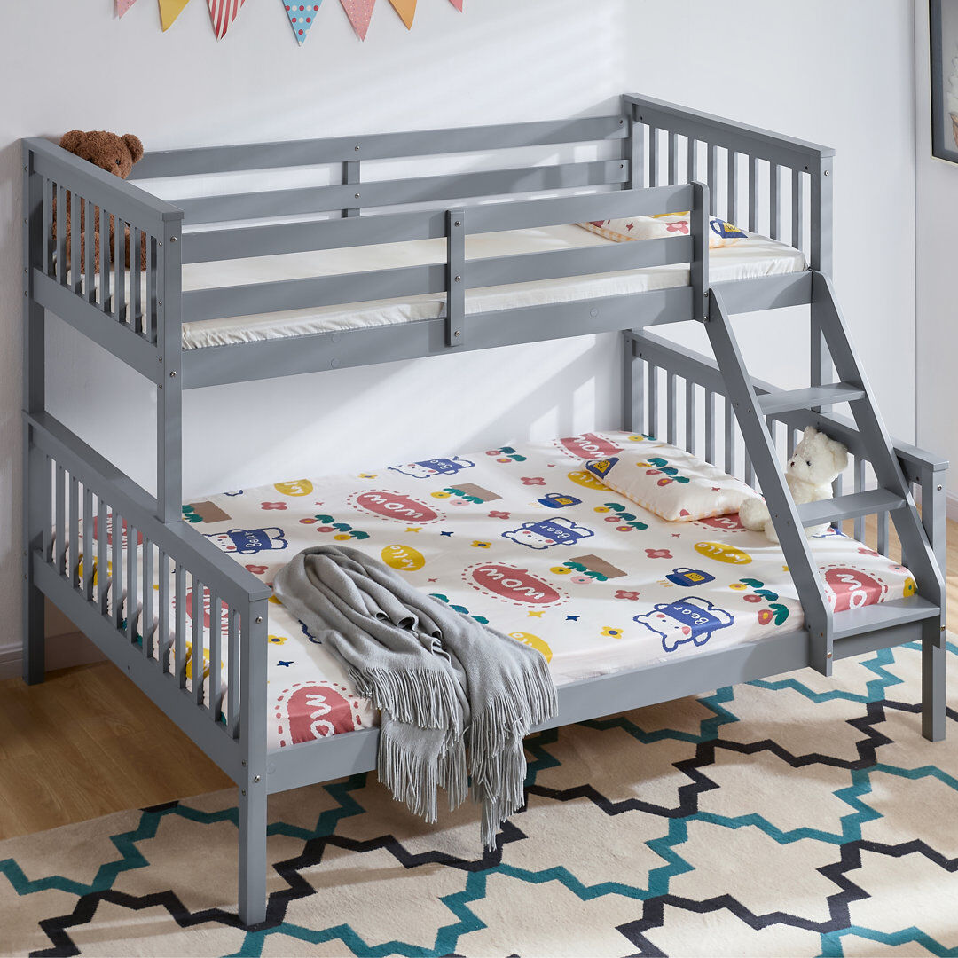 Latitude Run Muskoka Bunk Bed with Built-in Ladder Included Grey Twin Over Full;UK Single - DE 90 x 190 cm