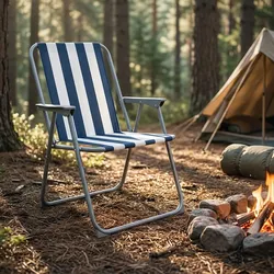 Campingstuhl blau/weiss - klappbar, robust & platzsparend für Camping, Outdoor, Festivals, Strand & Picknick - Stahlrohrgestell, 600D Polyester