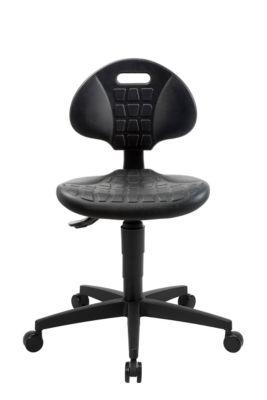 Topstar Arbeitsdrehstuhl TEC 25, Permanentkontaktmechanik, Muldensitz, Hartbodenrollen, PU-Schaum/Polyamid-Fußkreuz, schwarz/schwarz