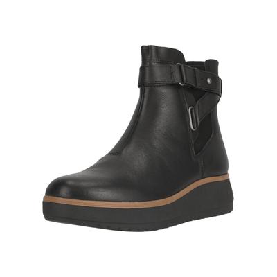 Stiefelette CLARKS "Zylah Faye", Damen, Gr. 37, schwarz, Leder, Schuhe Stiefelette, mit cleveren verstellbaren Details