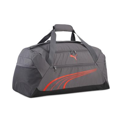 Sporttasche PUMA "Funtal 49L Mittelgroße Sporttasche Erwachsene", Gr. B/H/T: 62cm x 29,5cm x 32cm onesize, grau (moody gray), Polyester, Taschen Sporttasche