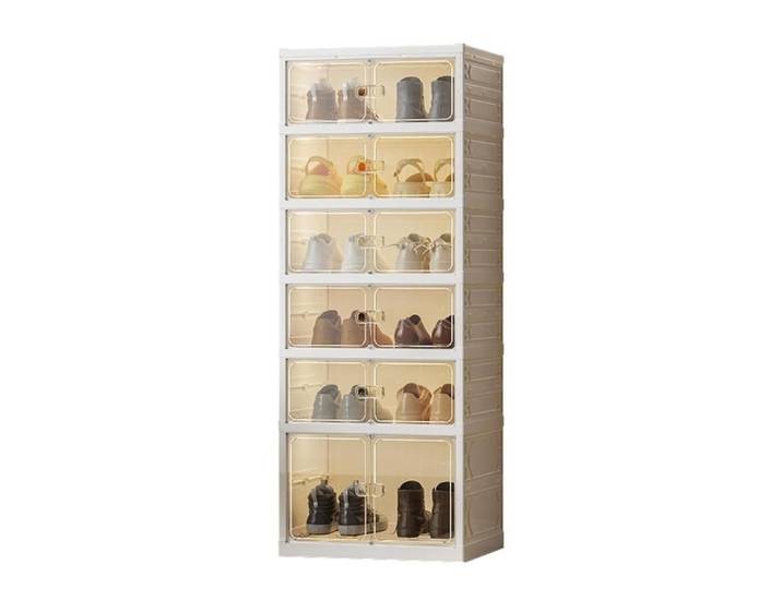 Meuble à chaussures - SEVENCOMFORT - Sevencomfort - pliable sans assemblage - 6 étagères (12 p.) - porte magnétique