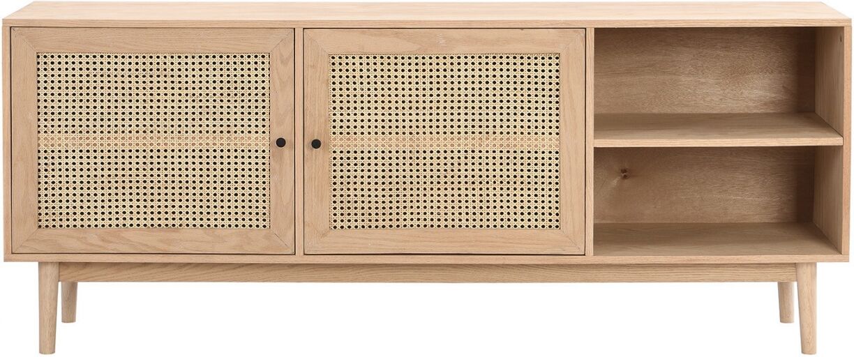 Buffet 2 portes en cannage naturel et placage chêne 170 cm - Eden