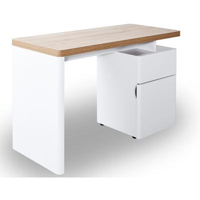 Schreibtisch JAHNKE "CU-LIBRE 122", braun (riviera eiche, weiß, weiß, riviera eiche), B:120cm H:76cm T:55cm, Tische, Schreibtisch, platzsparender Arbeitsplatz