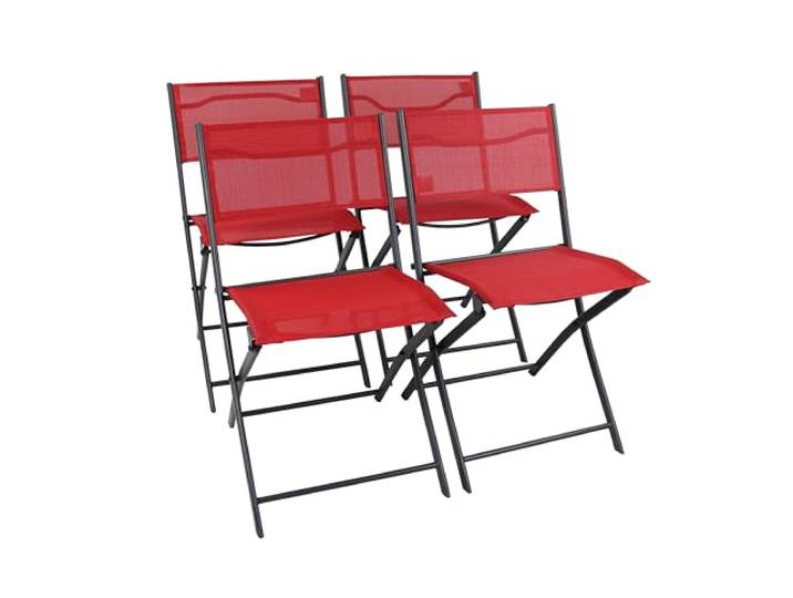 VCM Gartenstuhl Rot 45x46x79 cm 4er Set klappbar Metall Balkon wetterfest Sitzkomfort im Freien - Garten, Terrasse oder Balkon - Gäste und Familie - Metall, Textilene - 4er Set