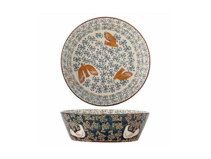 Dessertschale BLOOMINGVILLE Hezha, Steinzeug, 28 cm , bunt (blau), H:9cm Ø:28cm, Steinzeug, Schüsseln, Dessertschale