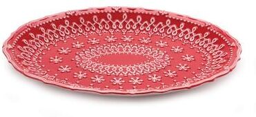 Melrose International Embossed Ceramic Snowflake Platter (Set of 2)
