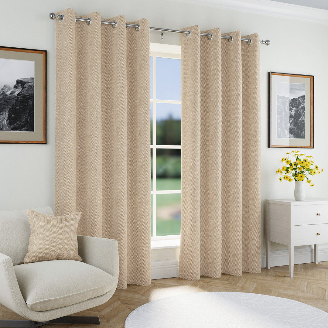Latitude Run Blackout Curtain Panel Pair Natural 168cm Width x 137cm Drop