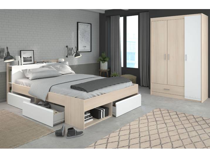 Jugendzimmer-Set PARISOT Most , weiss (akazie, weiß), B/H: 160cm x 200cm, Schlafzimmermöbel-Sets, Jugendzimmer-Set