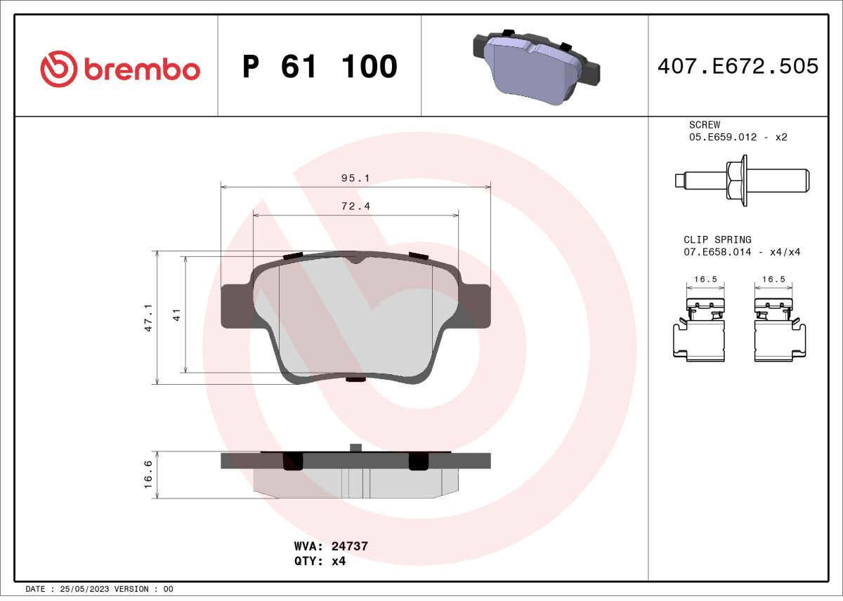 Bremsbelagsatz BREMBO P 61 100
