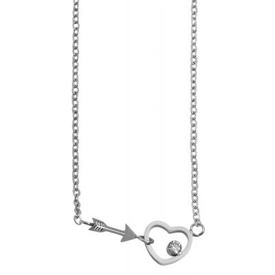 Kette mit Anhänger ADELIA´S "Damen Edelstahl Halskette mit Anhänger Herz unbekannt cm", silber (silber, herz), Halsketten, Damen, unbekannt, Edelstahl