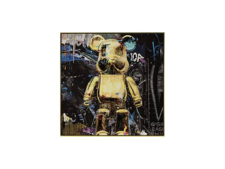 Handbemaltes, gerahmtes Bild „It is a golden bear“ 80 x 80 cm Multicolor Crea Collection