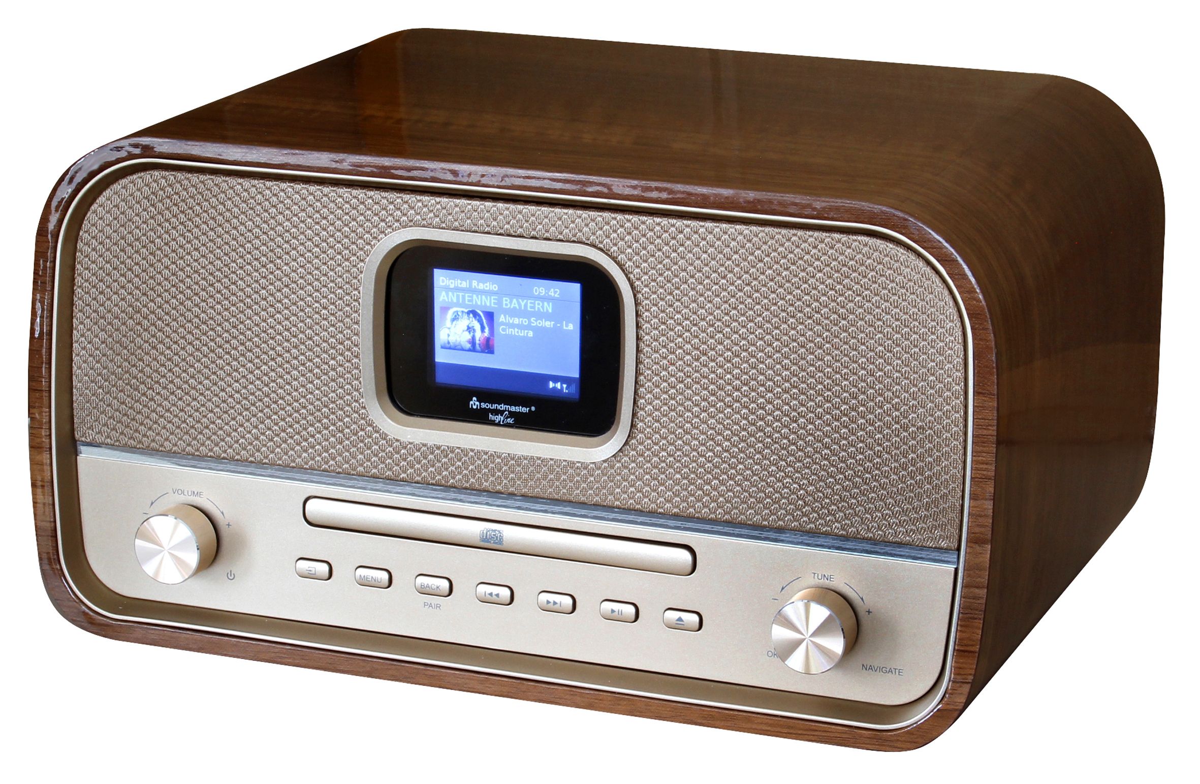 Soundmaster DAB970BR1 Home-Audio-Minisystem DAB+, FM 30 W Bluetooth (Gold, Holz)