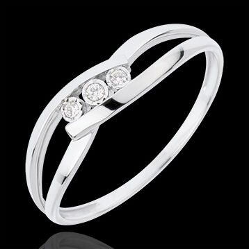 Edenly Trilogie Ring Kostbarer Kokon - Kuss der Liebe - WeiÃŸgold - 18 Karat
