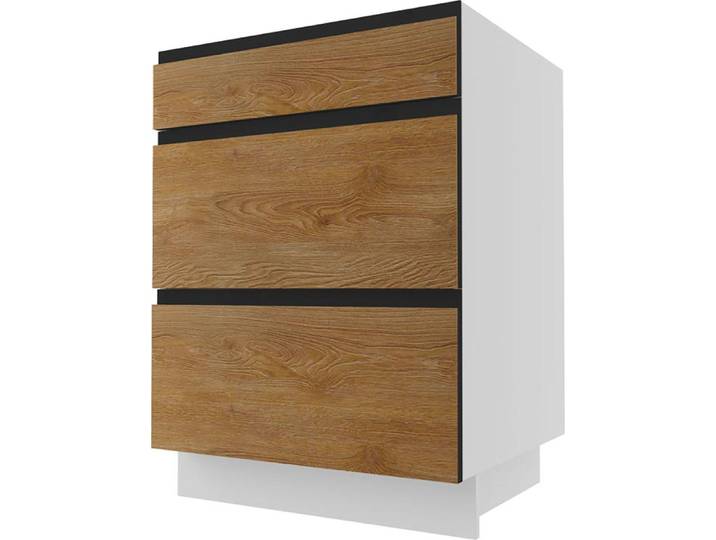 Schubladenunterschrank TREVISO 60x82cm REJS weiß Pembroke schwarz TR-D3R/60