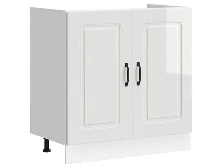 NEUF Meuble bas salle à manger - Colonne bas de cuisine - pour évier Kalmar blanc brillant 80x46x81 5cm promo466924