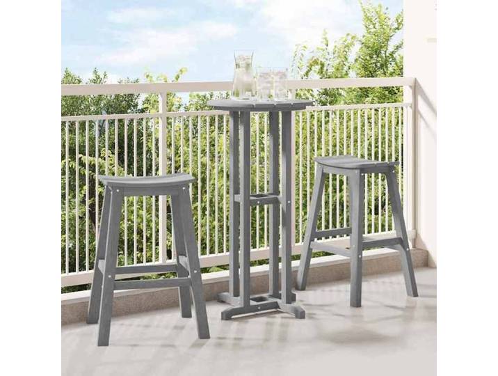 NEW 2026  Ensemble Bistrot/BAR - lot de 3 - 2 Chaises et 1 Table - Gris clair HDPE 55x55x107 cm S651