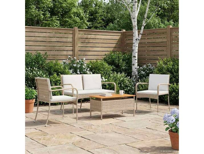 vidaXL Garten Set Beige Poly-Rattan