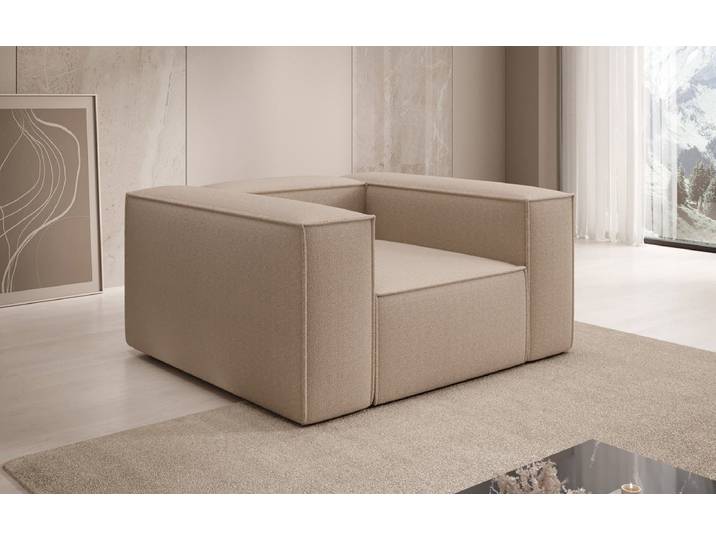 Designer Sofa-Sessel Lesley in Bouclé - Beige - Bouclé - Luxusbetten24