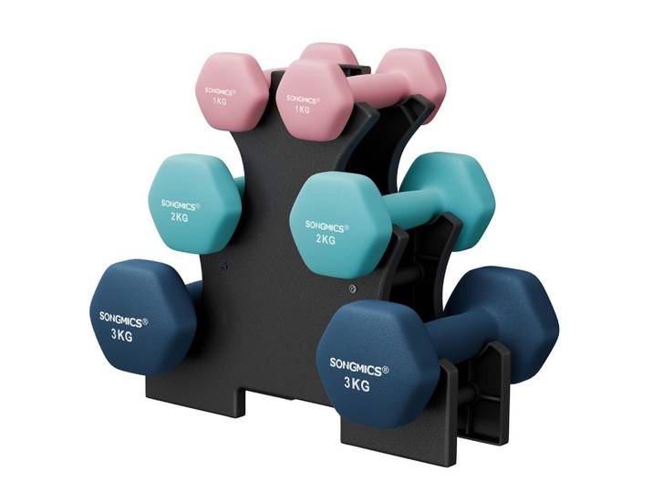 Fitness-Set Dumbbell Hellblau/ Dunkelblau/Hellrosa B: 38,5 cm