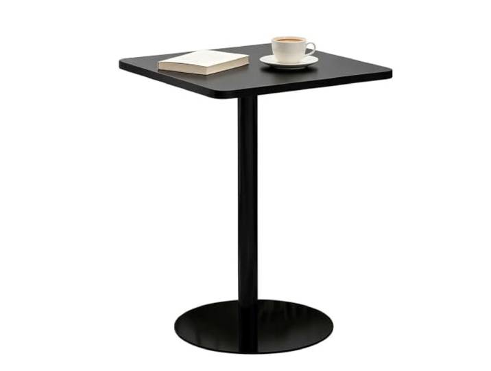 Yopappol Zeitgenössischer Schwarzer Quadratischer Säulentisch, Schlanker Bistro-Esstisch Mit Einer Säule, Dekorative Beistelltische Für Moderne Wohnzimmer, Boutique-Café-Interieur(60x60x73cm)