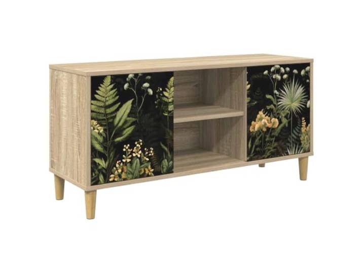 LKJephalotrope TV-Schrank Sonoma 102x33x50 cm Lowboard Modernes TV-Board fürs Wohnzimmer mit 2 Türen, dekorativem Muster und erhöhten Füßen für optimale Luftzirkulation.