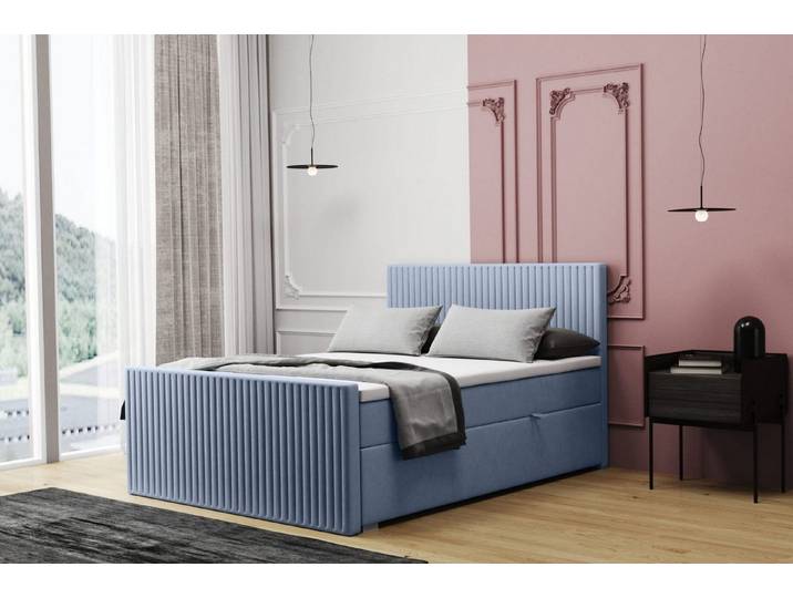 Friderik-EU Boxspringbett RISE Hohes Doppelbett Hotelbett mit zwei Bettkästen Kontinentalbett