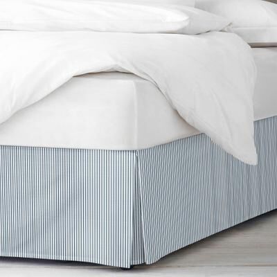 "6ix Tailors Jaxon Stripe Indigo Bed Skirt 15"""