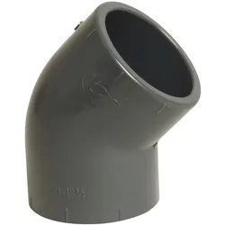 Profec, Rohrverbindungstechnik, Winkel 45° PVC-U 63 mm Klebemuffe 16bar Grau KIWA (Winkelverbindung)