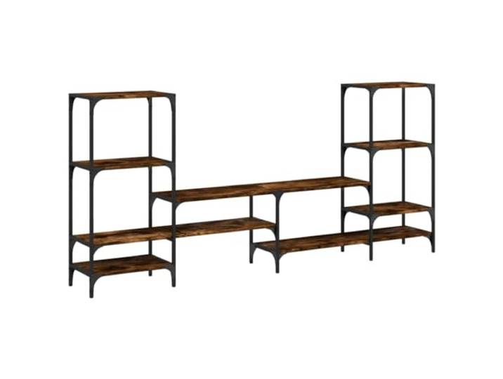 KGFHERENB TV-Schrank Fernsehtisch 206,5x28,5x95 cm Räuchereiche Vielseitige Medienkonsole fürs Wohnzimmer mit pulverbeschichtetem Stahlgestell und pflegeleichten Ablageflächen.