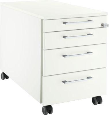 Schäfer Shop Select Rollcontainer 1233, 3 Schübe & 1 Utensilienauszug, Griff eckig, weiß/weiß