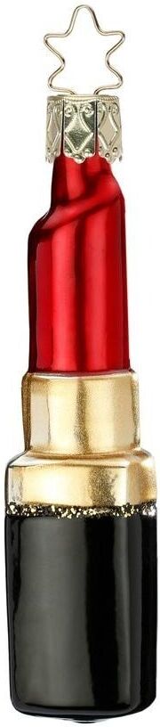 Weihnachtsbaumkugel INGE-GLAS "Lippenstift Rot 45055 cm, Gold/Rot/Schwarz", rot (goldfarben, rot, schwarz), H:9,5cm, Glas, Weihnachtsbaumkugeln, Weihnachtsbaumkugel goldfarben, rot, schwarz Einheitsgröße