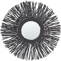 WANDSPIEGEL Rattan schwarz Sonnenform 60 cm Kalasin