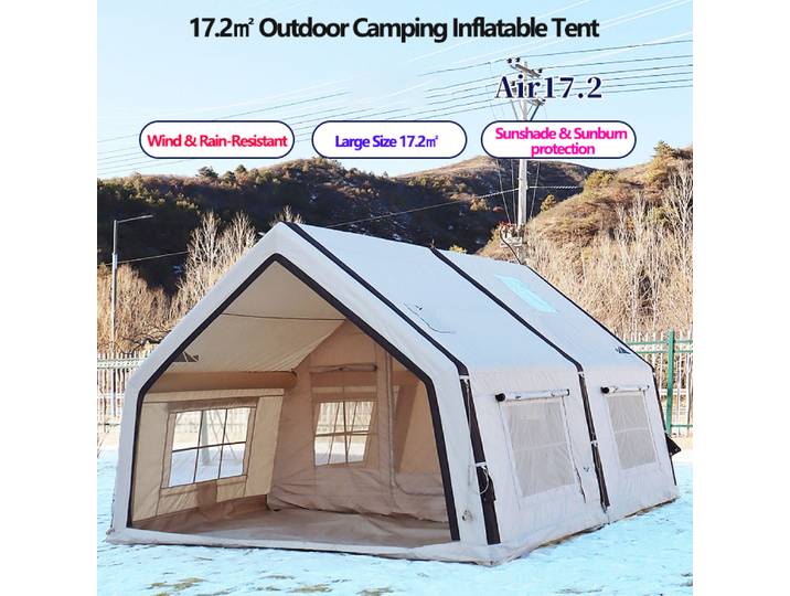 17.2 ㎡ Tente gonflable automatique de Camping en plein Air avec colonne d'air pour fête de famille, chapiteau en tissu Oxford 600D, étanche
