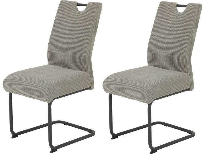 Freischwinger HELA MERKUR XL , grau (grau, anthrazit), 2 Stk., Breitcord, Stühle, Freischwinger, Federkern, 140 Kg Belastbarkeit, Cord Bezug, 2er & 4er Set