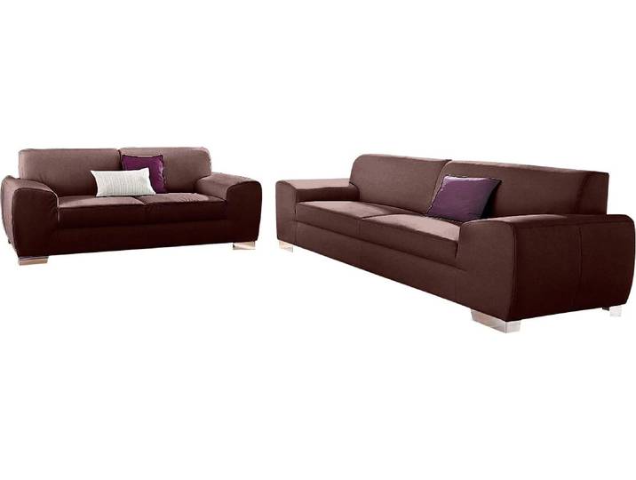 Polstergarnitur, Microfaser PRIMABELLE, Braun, 2-Sitzer & 2,5-Sitzer, Modern, Domo-collection