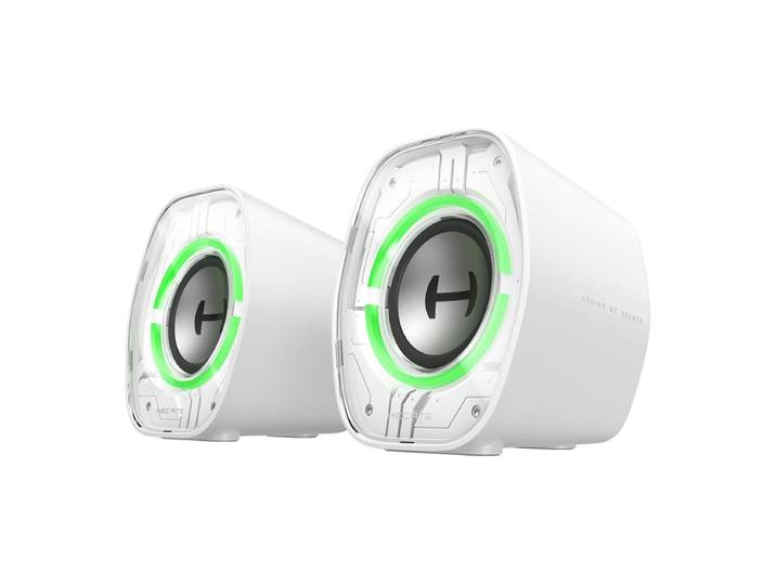 Enceintes de Bureau Gaming Edifier G1000 II pour Ordinateur, Haut-Parleur Large Bande 2,5 et Basses Renforcées, Bluetooth 5.4 USB-C aux, 9 Modes d’Éclairage RGB Dynamiques pour PC - Blanc