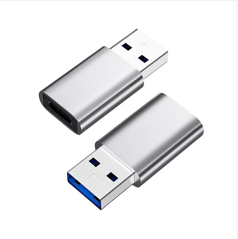 INF Lot de 2 adaptateurs USB 3.0 mâle vers Type-C femelle en aluminium Gris