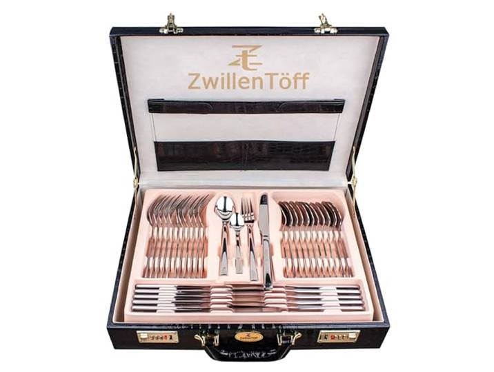 ZWILLENTÖFF Besteck Set 72-teilig für 12 Personen, Edelstahl, Silber Hochglanzpoliertes Besteckset im Koffer, spülmaschinenfest, für festliche Anlässe und Alltag