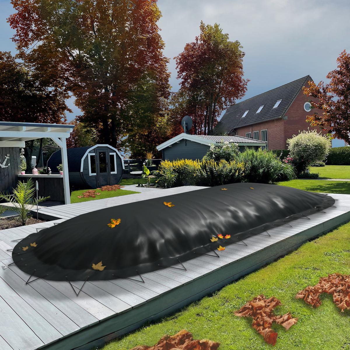 Aufblasbare Pool Abdeckplane für Pool ovalform 2,50x4,50m anthrazit Air Cover Luftkissen