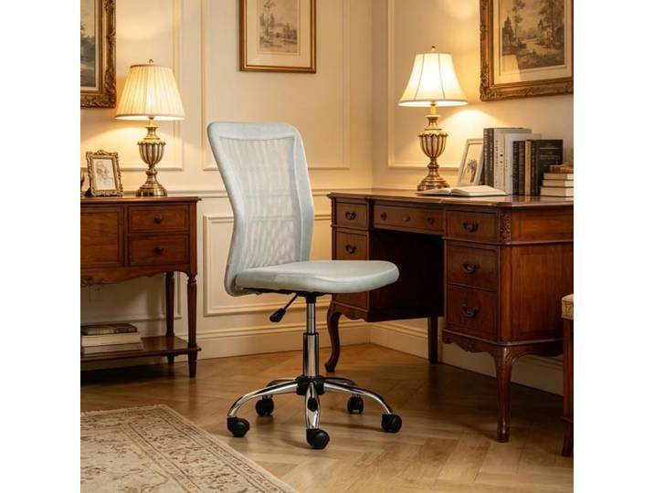 Chaise de bureau grise ergonomique sans accoudoirs