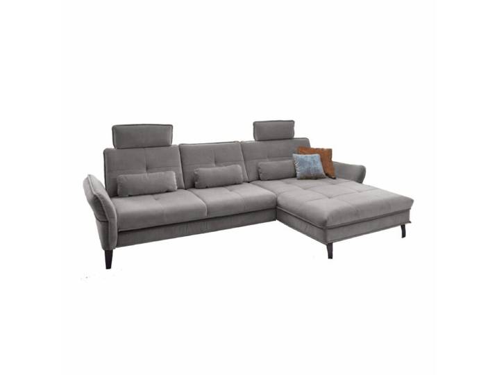 Couchliebe Key West Ecksofa - Samt Salsa silver - Komfort-Funktion - rechts manuelle Armteilverstellung, automatische Relaxfunktion, manuelle Sitztiefenverstellung, Schlaffunktion Modern