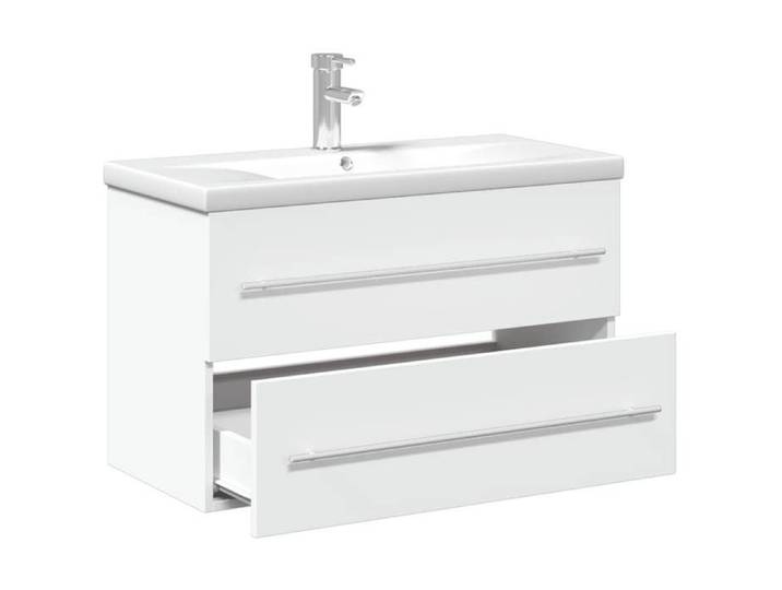 Moderne Cabinet pour lavabo SOLOMOON Meuble de lavabo avec bassin intégré blanc 80x38.5x48 cm MM1219
