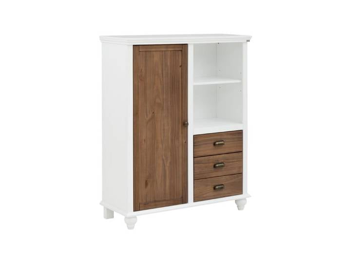 Hanna-buffet Haut 1 Porte 1 Étagère 3 Portes Blanc/brosse Naturelle