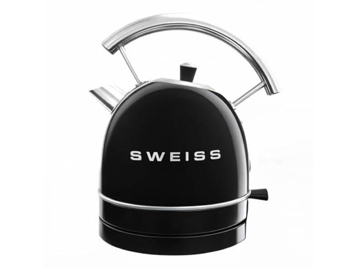 SWEISS Bouilloire électrique vintage KTL9 1\,8L\, Inox compacte pratique 2200W\, Ébullition rapide\, Niveau d'eau visible et gradué\, Arrêt automatique\, Socle 360°\, Noir
