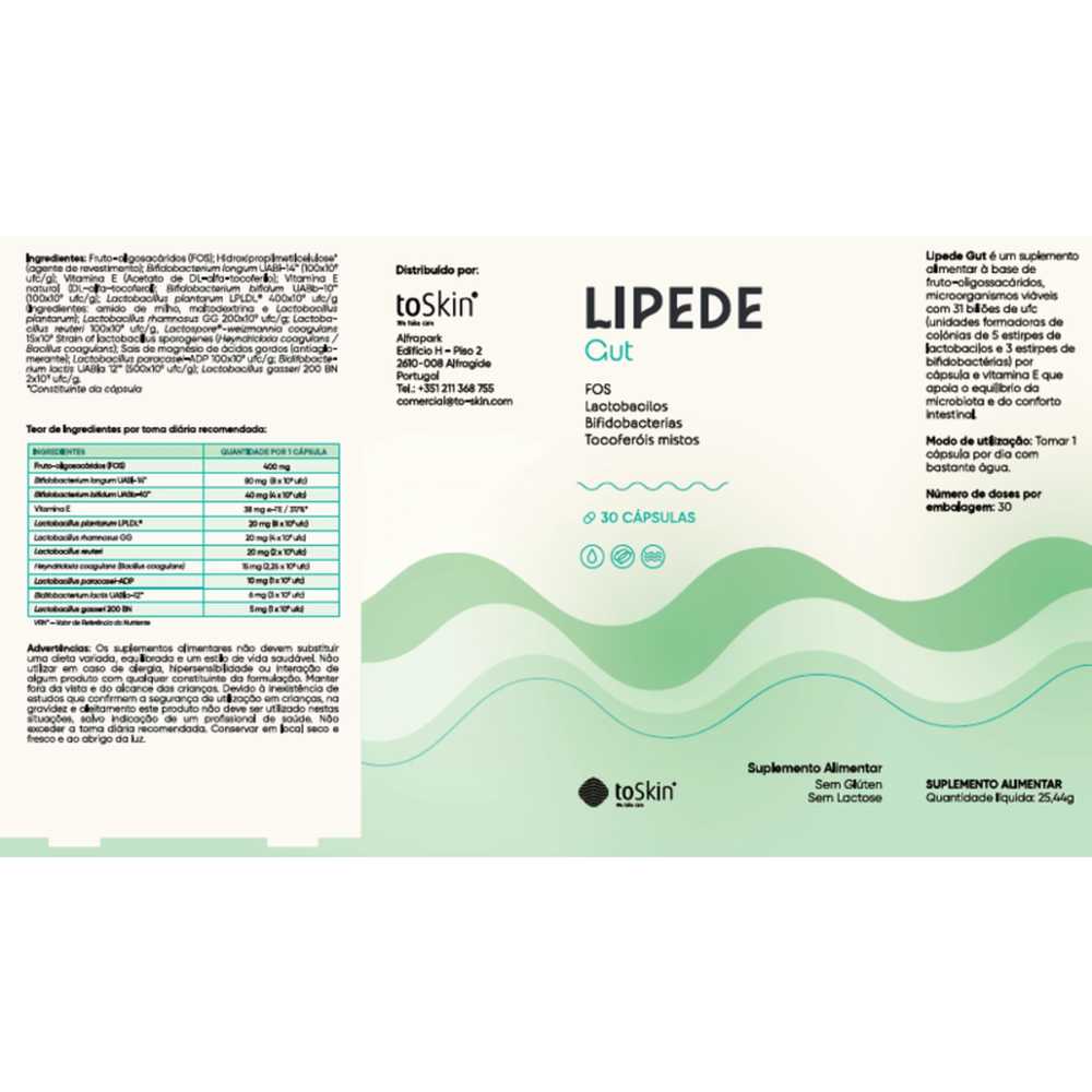 ToSkin Lipede Gut Food Supplement 30&nbsp;caps.