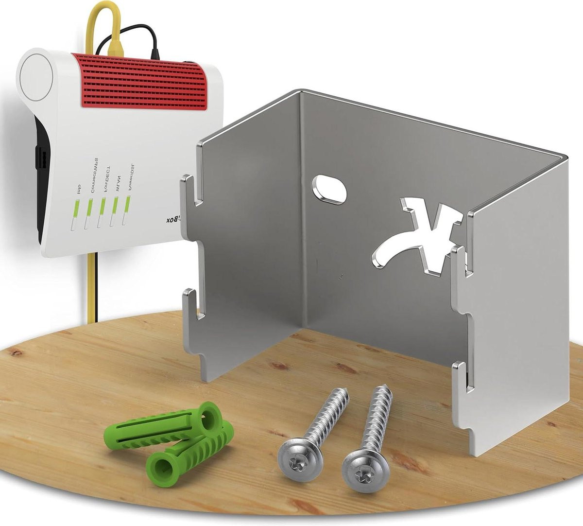 Merkloze Fritzbox Wandhouder - Router Beugel in Roestvrij Staal - Metallic