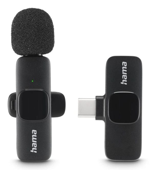Hama 004680 Smart Wireless kabellos Ansteckmikrofon USB (Schwarz) 00004680