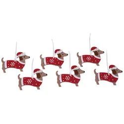 Filz-Hänger "Dackel", rot, 10 x 7,5 cm, 6 Stück