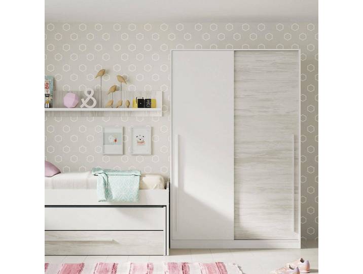 Aristode - Garde-robe 2 Portes\, 120x200h cm Blanc Antique\, Penderie